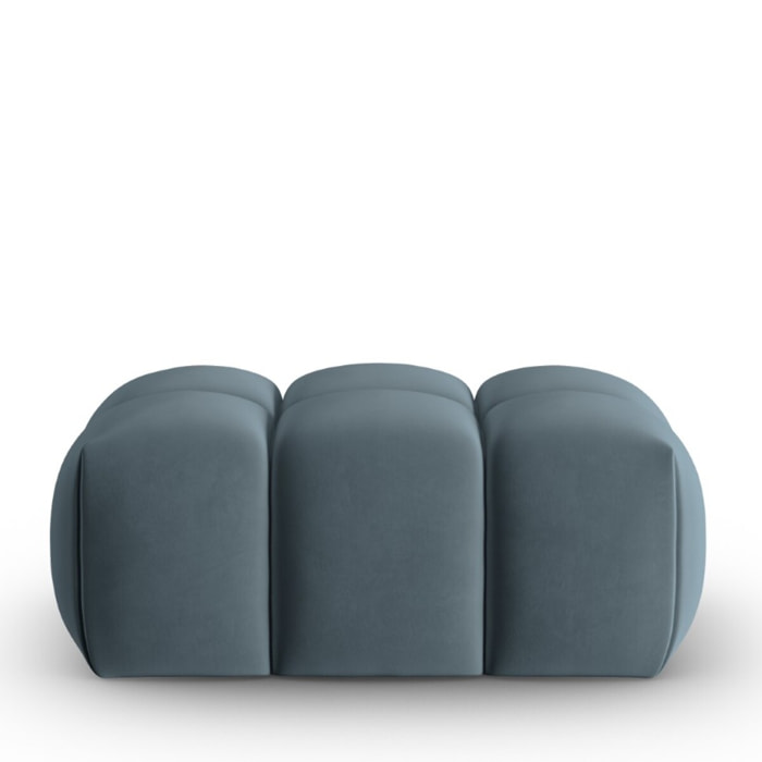 Pouf "Lorella" en velours bleu pastel