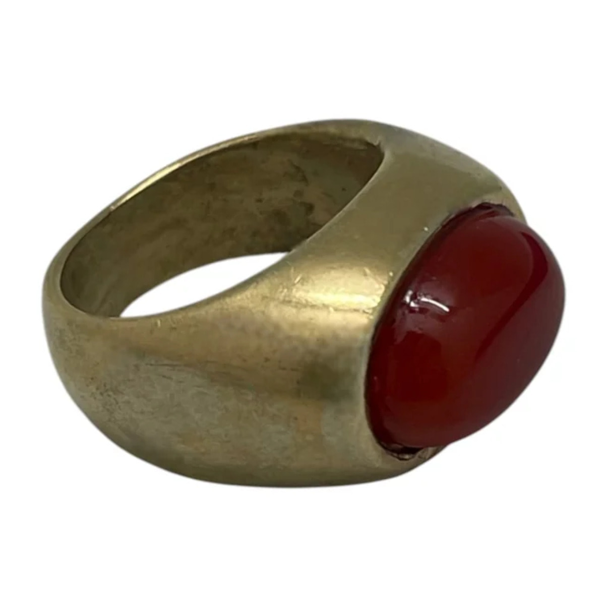 Anillo Joya con piedra natural estilo solitario en dorado con agatha roja