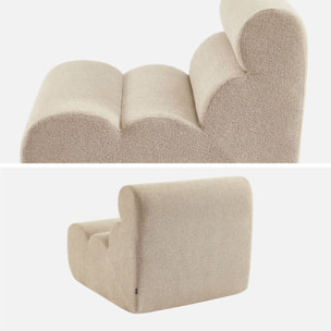 Lot de 3 chauffeuses bouclette texturée beige 1 place - L 81 x P 99 x H 75cm - Nova