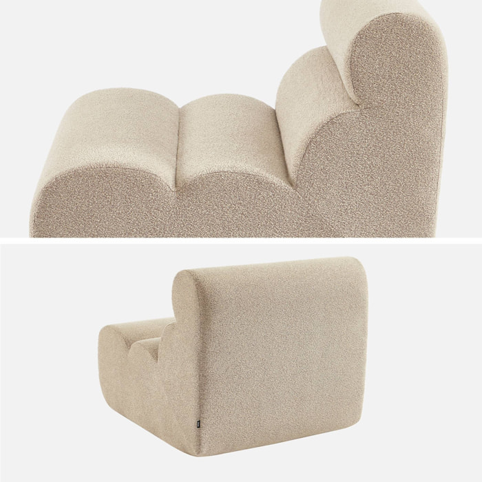 Lot de 3 chauffeuses bouclette texturée beige 1 place - L 81 x P 99 x H 75cm - Nova