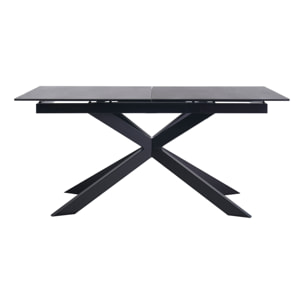 Table à manger extensible en céramique noire et métal L168-210 cm MELZA