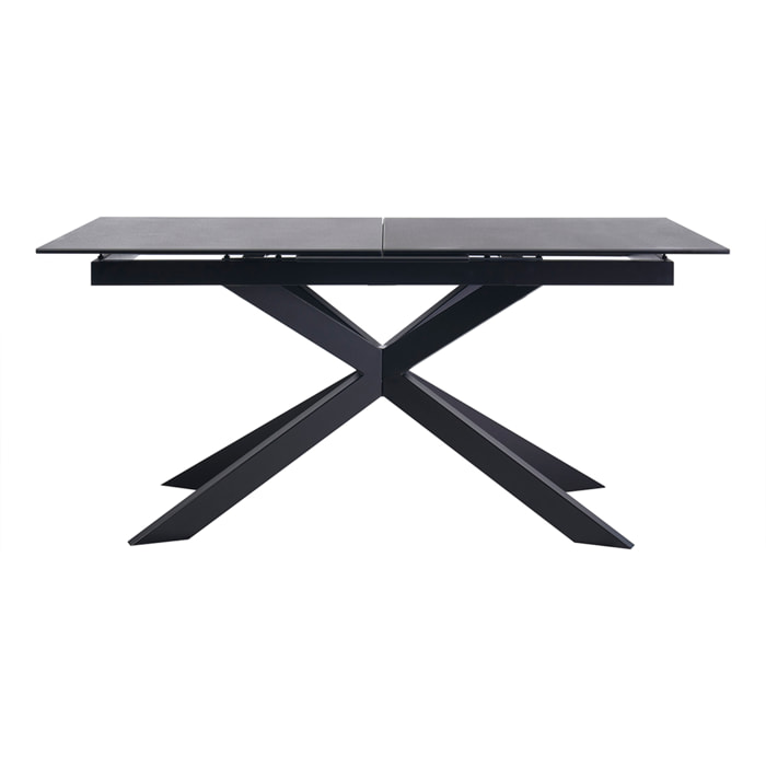 Table à manger extensible en céramique noire et métal L168-210 cm MELZA