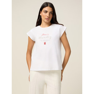 Oltre - T-shirt con ricamo lettering - Bianco