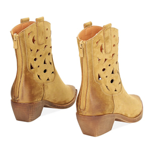 Botines mujer coñac en microfibra