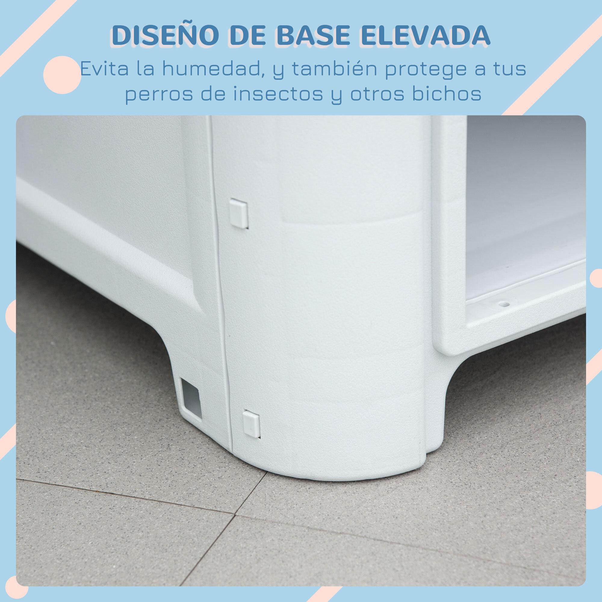 Caseta para Perros Mini para Uso Interior y Exterior con respiraderos Estilo Cabaña Resistente 59x75x66 cm Azul y Gris