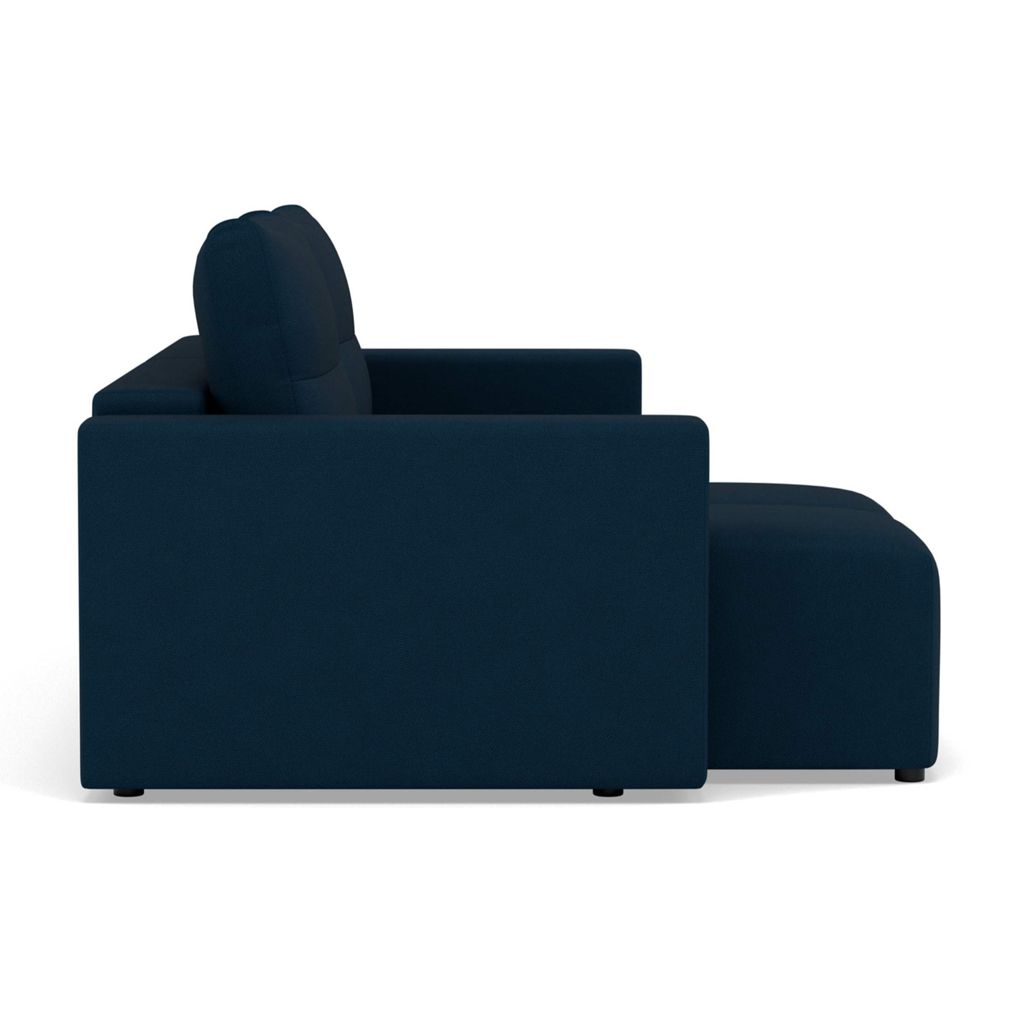 Daryl - canapé d'angle réversible 4 places convertible avec coffre en tissu texturé - Bleu