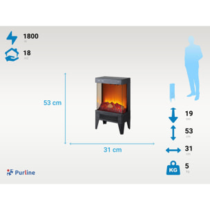 Cheminée électrique en acier noir 2kW
