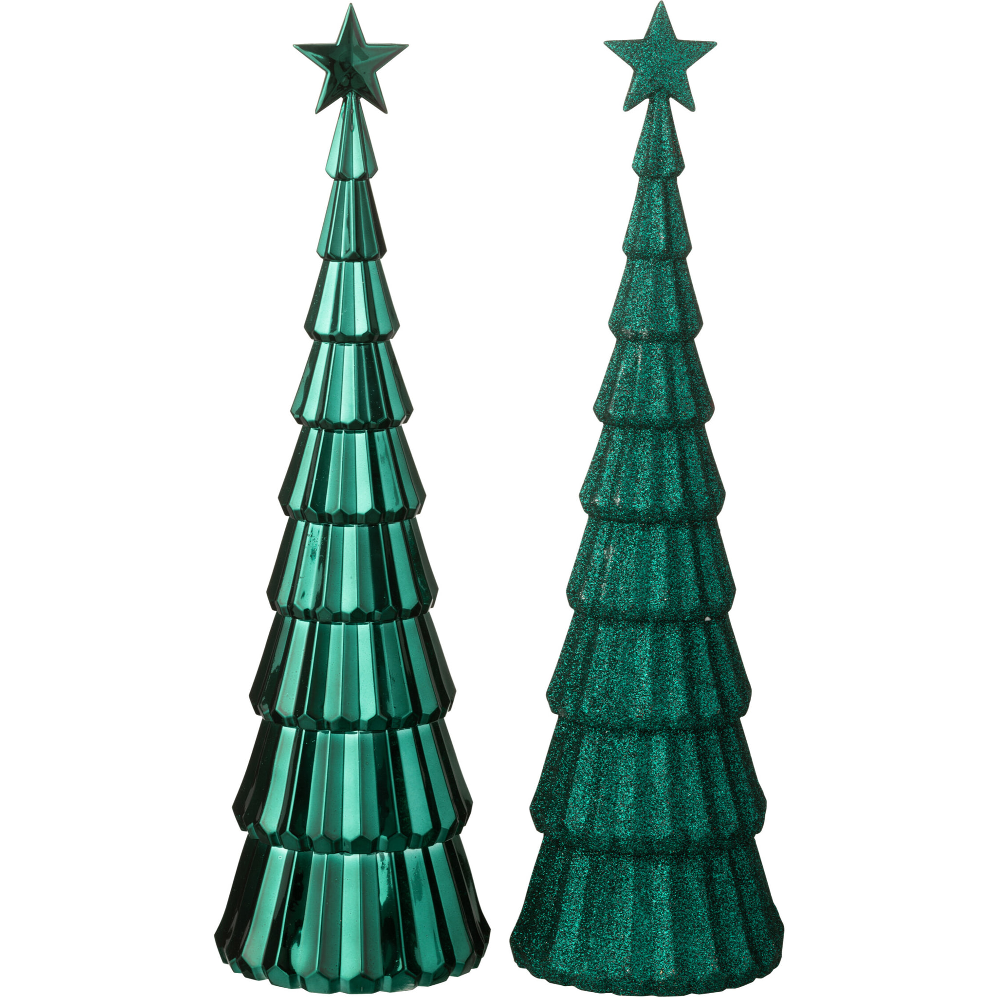 J-Line décoration Sapin de Noël + Étoile - plastique - vert - 2 pièces