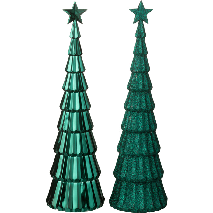 J-Line décoration Sapin de Noël + Étoile - plastique - vert - 2 pièces