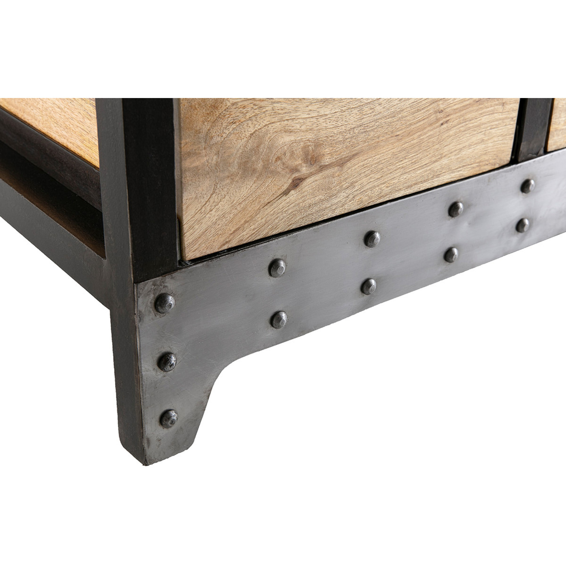 Meuble de rangement industriel en bois manguier massif et métal noir 3 tiroirs L100 cm ATELIER