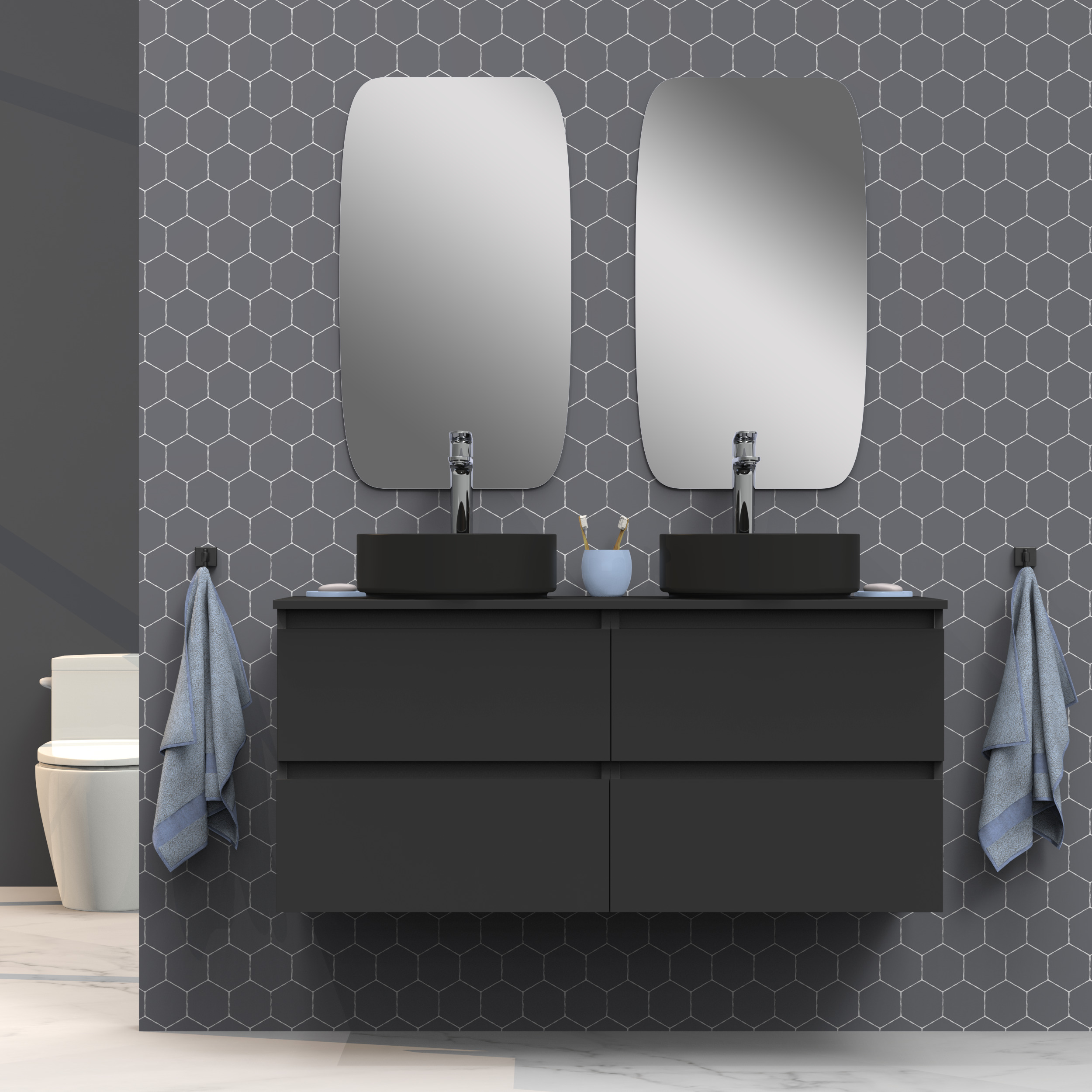 Ensemble de salle de bain IRONA 2C TOP, 140cm, comprend lavabo et miroir