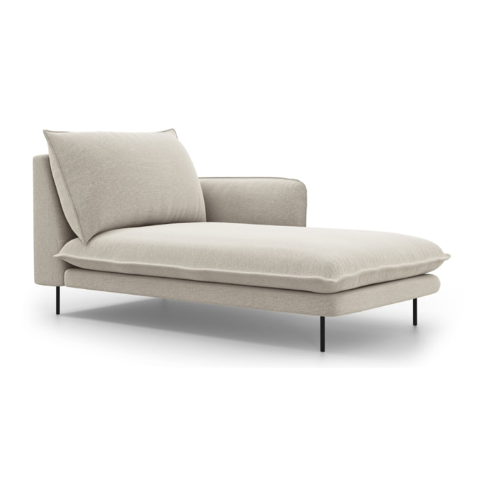Méridienne droite "Vienna" en tissu structurel beige clair