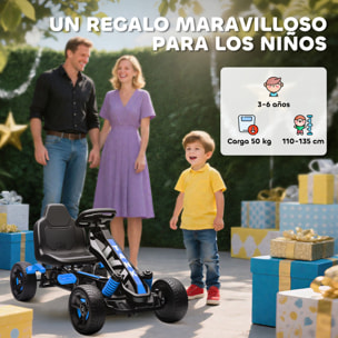 Kart Pedales para Niños de +3 Años Go Kart con Embrague Automático Freno Ruedas Antideslizantes de EVA y Marco Metálico Carga 50 kg Azul