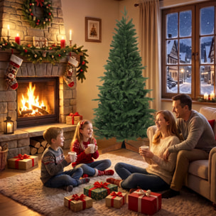 Sapin de Noël artificiel touffu grande taille H.180 cm épicéa piètement bois