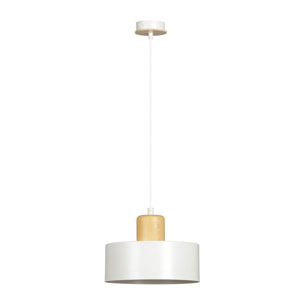 Lampada a sospensione TORIN in acciaio bianco e legno