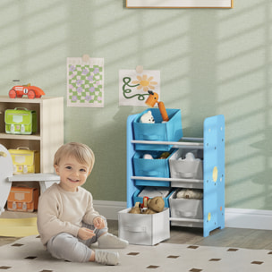 Estantería Infantil para Niños de +3 Años Estantería para Juguetes con 6 Cajas de Tela no Tejida Extraíbles Organizador de Juguetes para Dormitorio Guardería 43x30x60 cm Azul