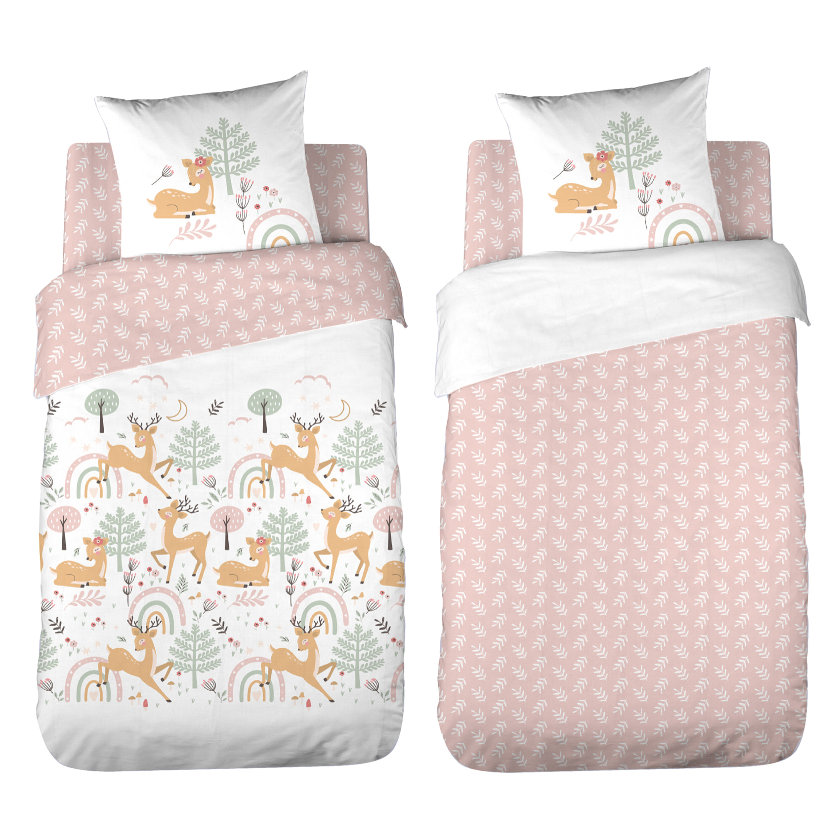 Parure de lit enfant biche forêt - Blanc