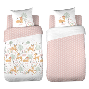 Parure de lit enfant biche forêt - Blanc