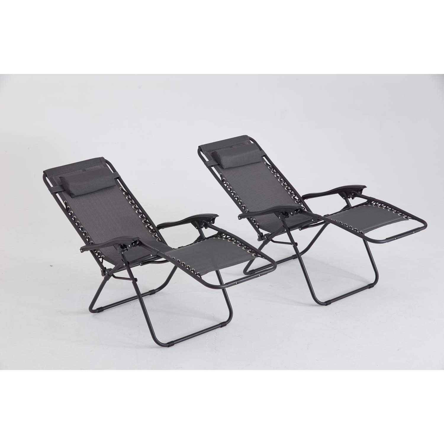 Lot de 2 transats inclinables noir et gris foncé ANALU