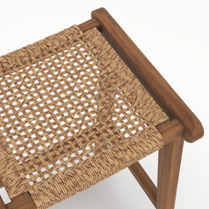 Tabouret pour îlot central 66 cm en teck vernis et tissage synthétique - Omaha