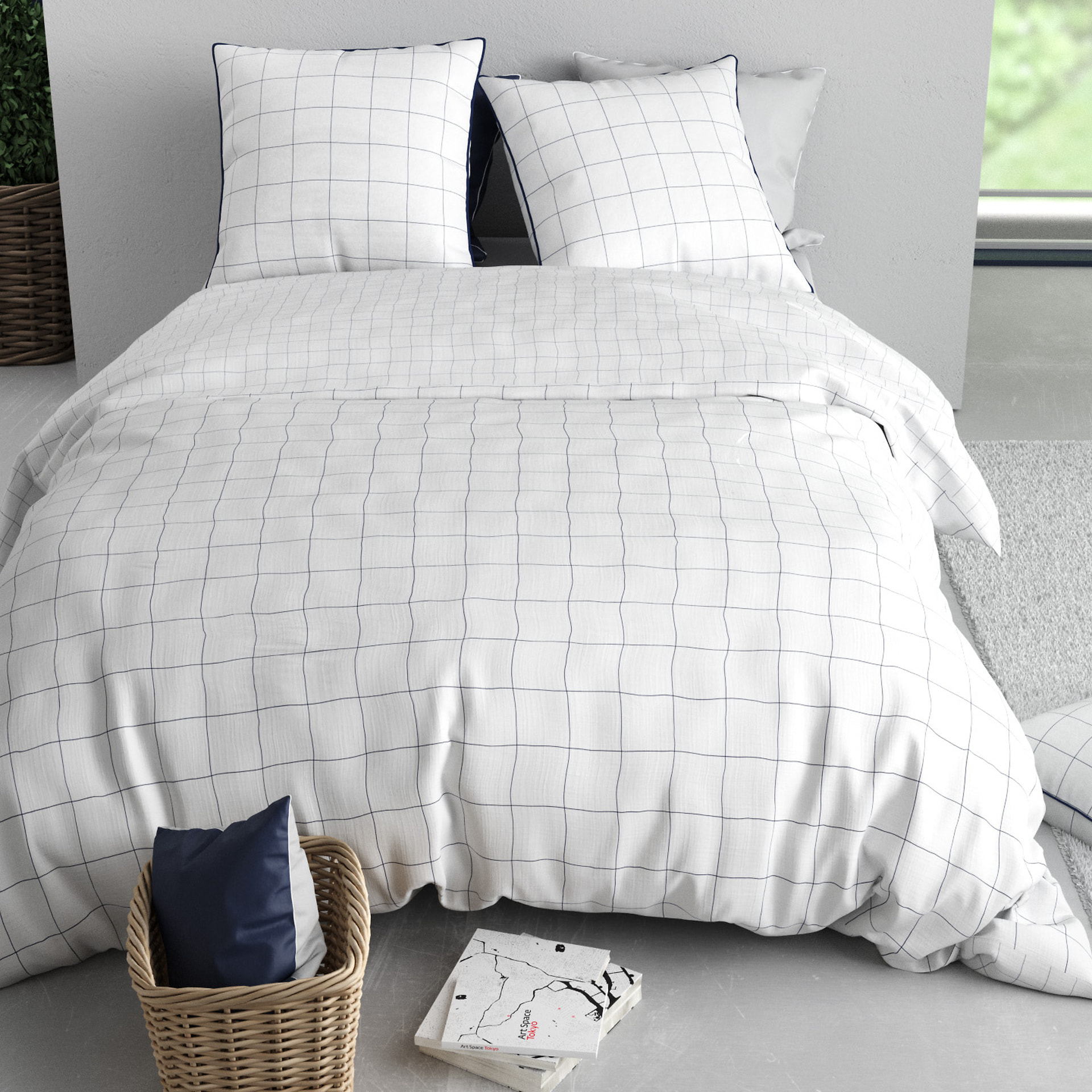 Parure Housse De Couette 3pcs 100% Coton 57 Fils NESTOR