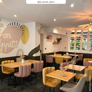 Lot de 2 chaises en velours rose et pieds en métal noir - Rosy