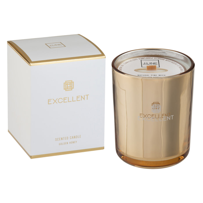 J-Line bougie parfumée Excellent – Golden Honey – verre - or - medium - 80H