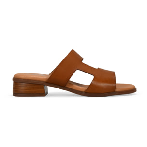 Sandalias de tacón cuero en piel