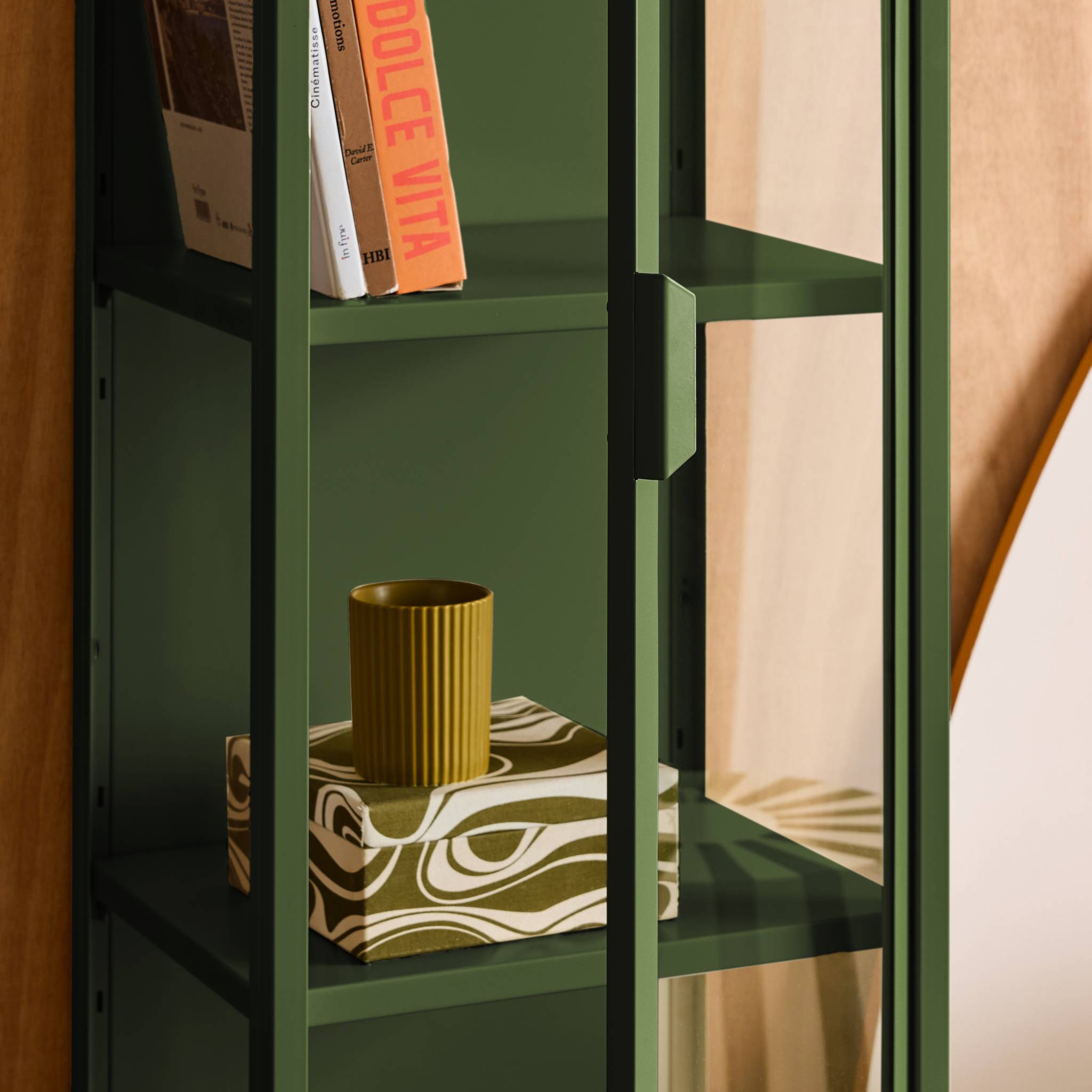 Buffet de rangement acier et verre trempé 1 porte 160cm ARKANSAS