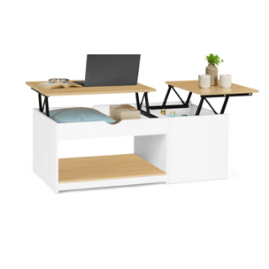 Table basse relevable + coffre Elina - 2 plateaux relevables