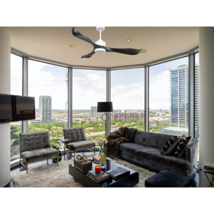 Ventilador de techo Reversible Termostato Dimable Wifi Motor DC Techos Inclinados Mando a Distancia Luz tres tonos Adaptador 2/3 Aspas Hypersilence Memoria UtilaD132C03LED64933 PURLINE