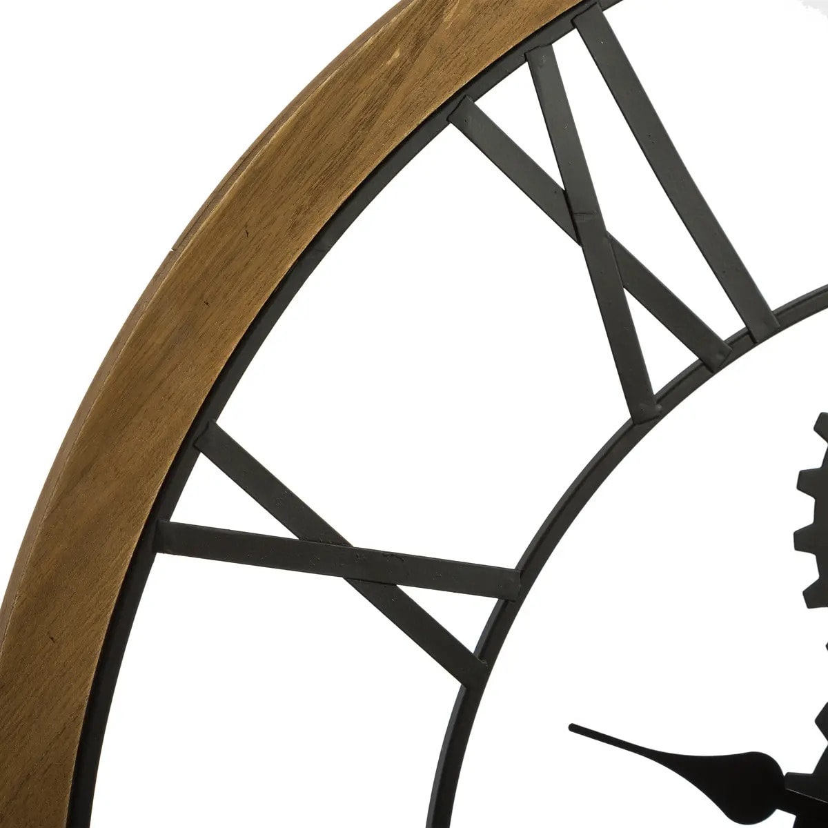 Horloge mécanique "Maelo" en bois et métal D70cm