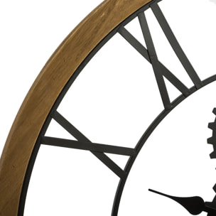 Horloge mécanique "Maelo" en bois et métal D70cm