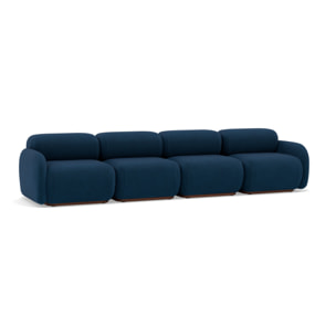 Penelope - canapé droit modulable 4 places en velours texturé - Bleu
