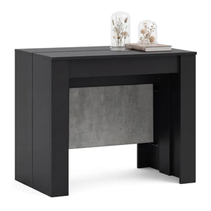 Mesa consola extensible en negro mate y gris cemento 50-235x90 cm Denis Negro Mate - Gris Cemento