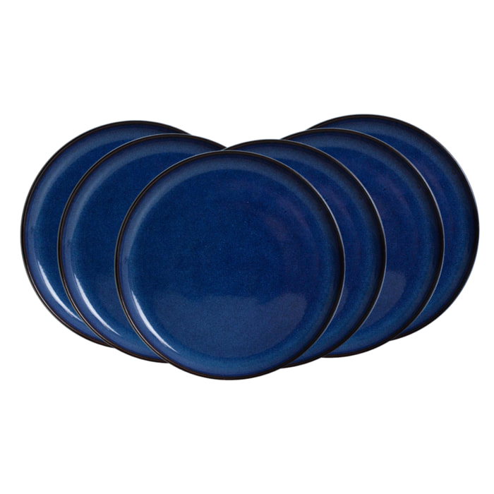 Lot de 6 grandes assiettes, BLUE MOON