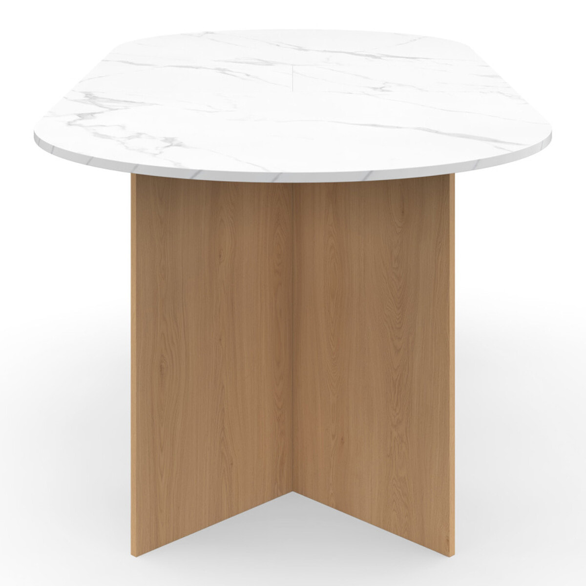 Table à manger extensible Gabin effet marbre blanc et pieds design 160-200cm