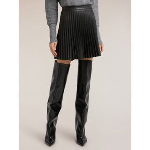 Motivi - Falda corta plisada en tejido revestido - Negro