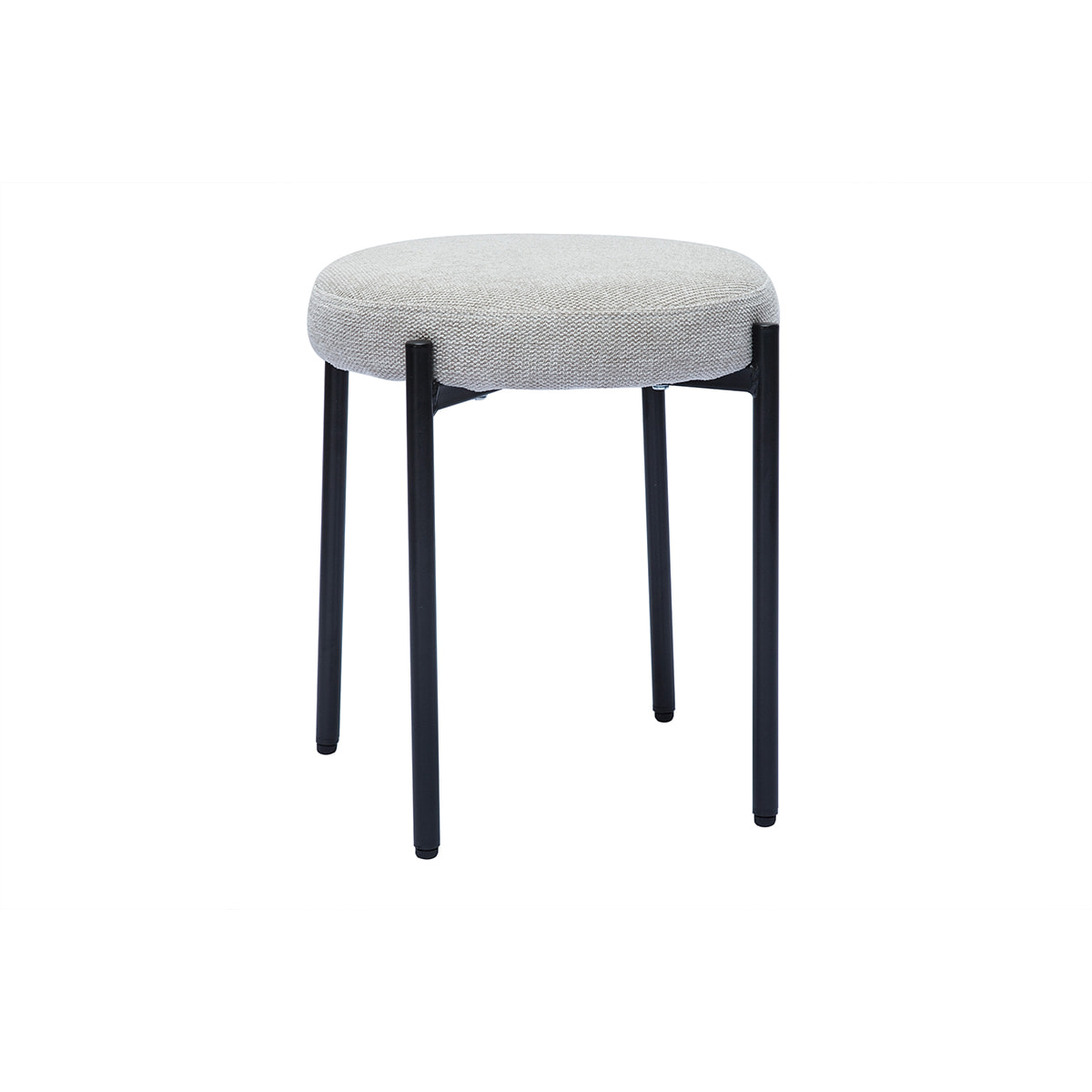 Tabouret bas empilable en tissu effet velours texturé beige et métal noir H41 cm KIKO