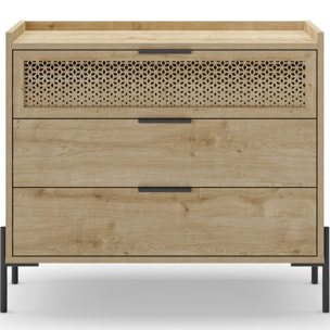 Commode 3 tiroirs effet chêne - CORTO