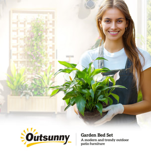 Jardinière treillis haut H.186 cm mobile bois sapin pré-huilé