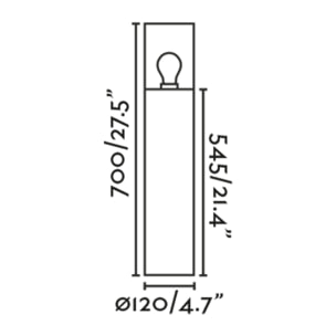 KILA Lámpara baliza gris oscuro H700 transparente