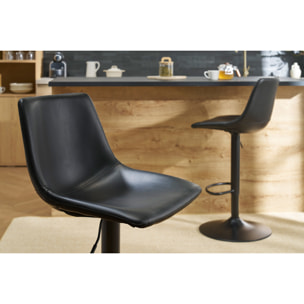Tabourets de bar vintage réglables pivotants noirs (lot de 2) NEW ROCK