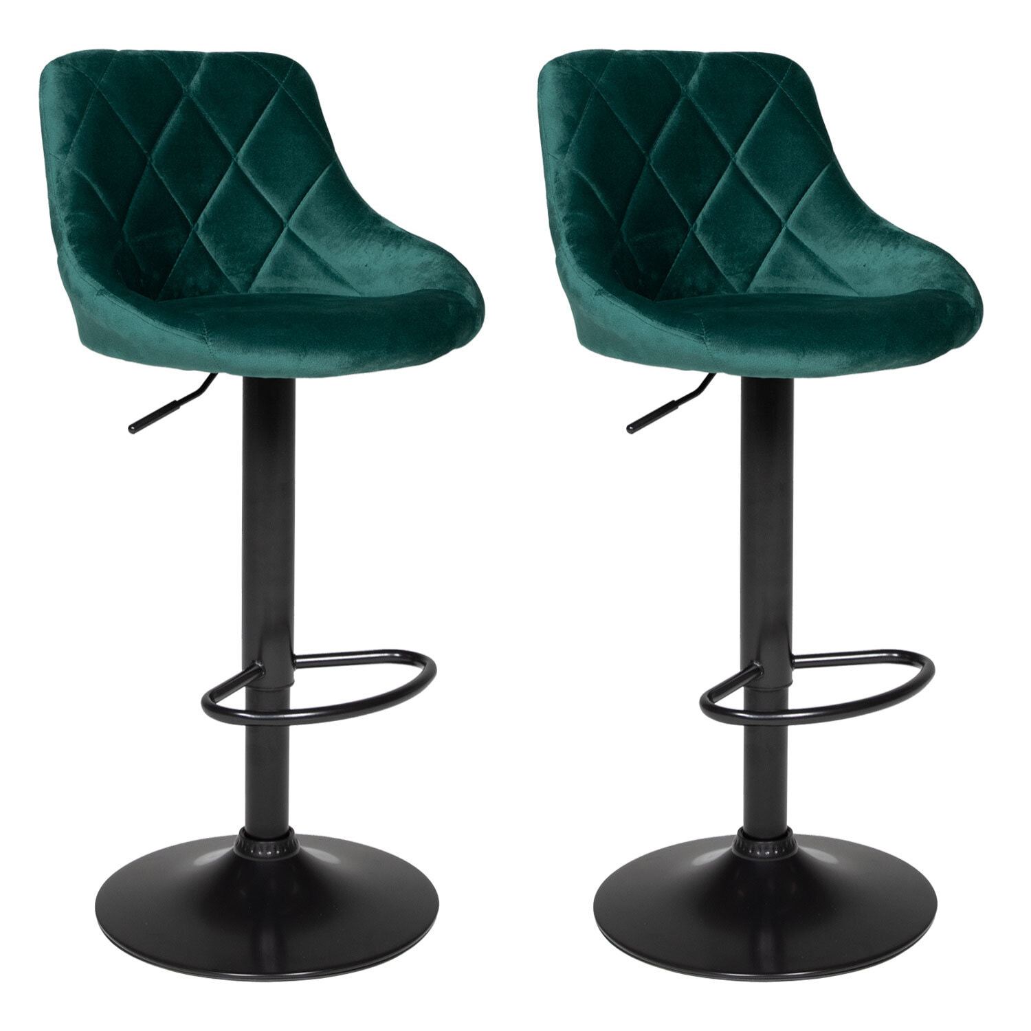 Lot de 2 tabourets de bar en velours vert ROBIN