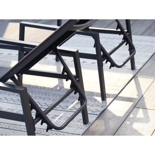 Lot de 2 transats en aluminium gris foncé et noir SITGES