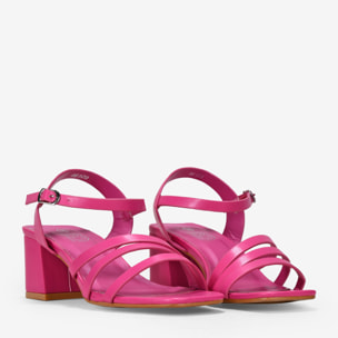 Sandalias de tacón ancho rosas