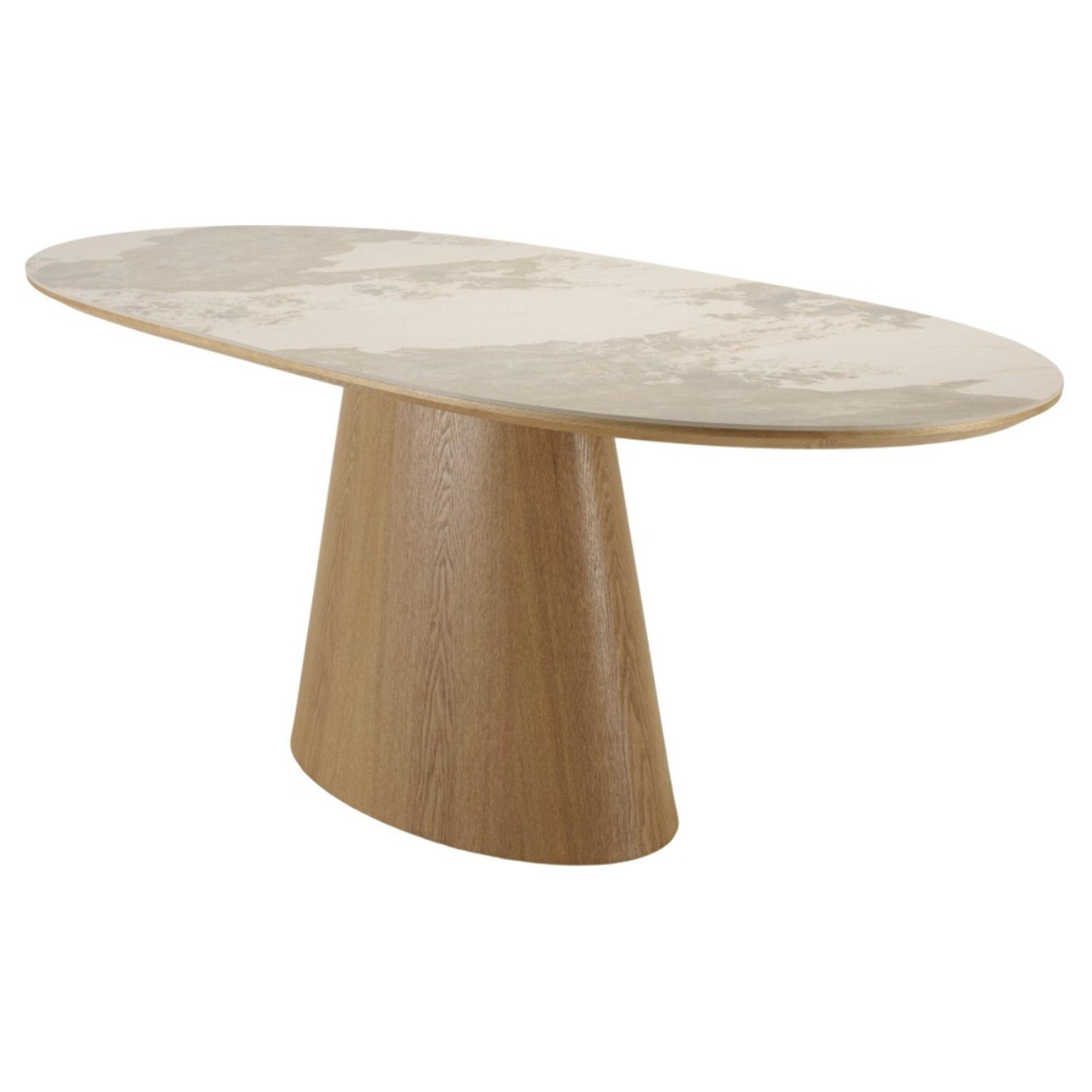 UGO - Table à manger 200x90cm plateau céramique pieds bois