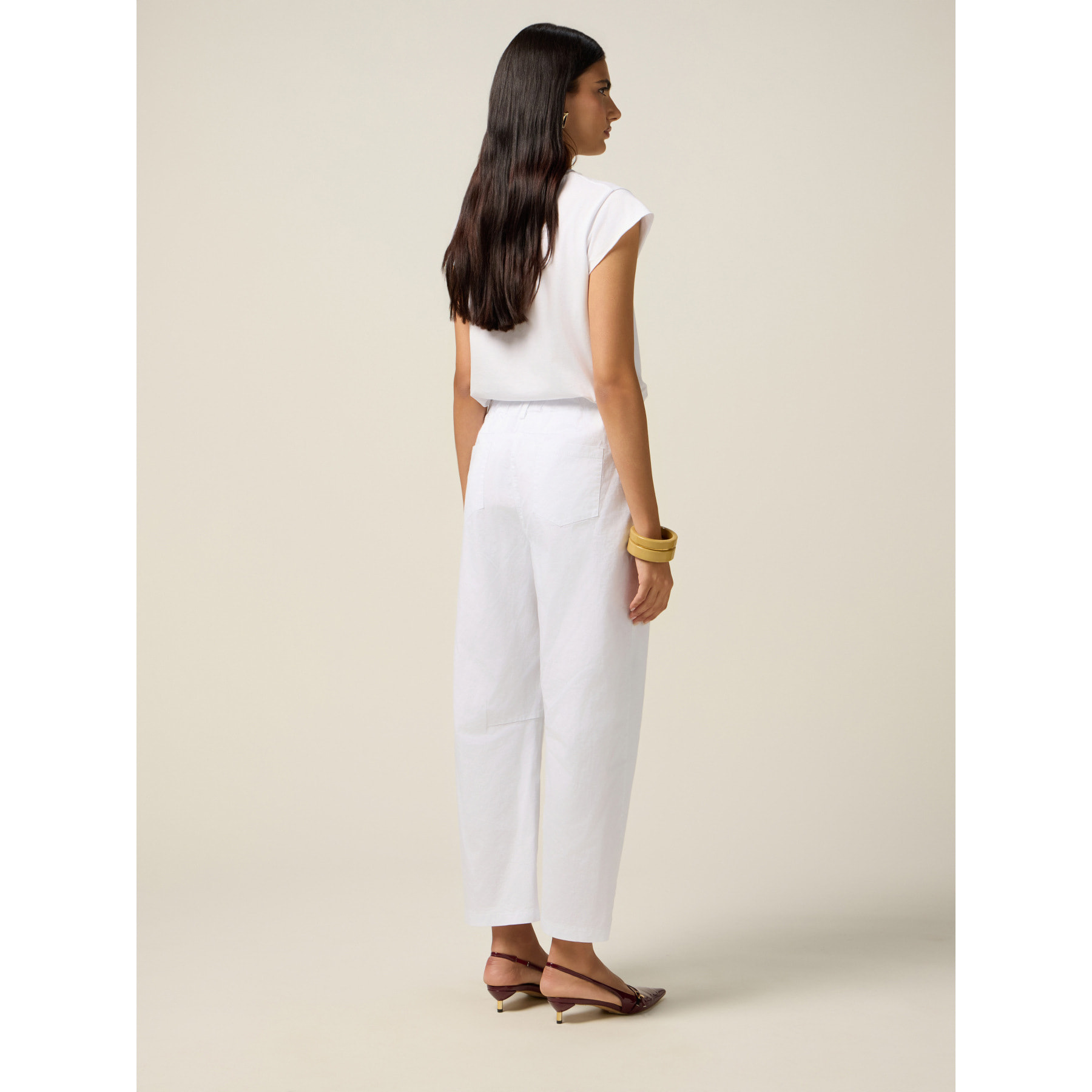 Oltre - Pantalones barrel con pañuelo - Blanco