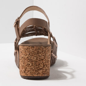 Sandalia de cuña S3220 BRAIDED TAUPE / ARROBA color Taupe