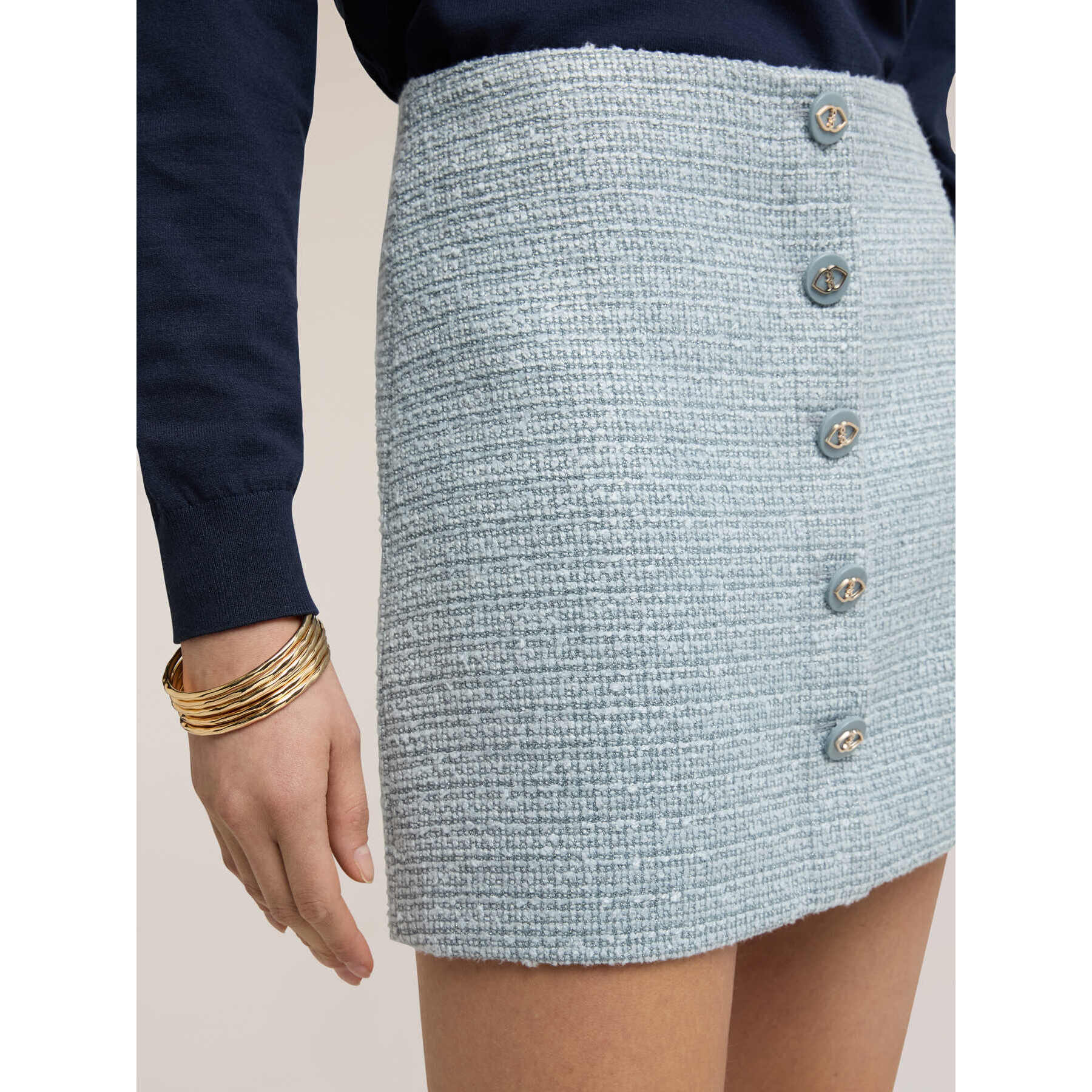 Motivi - Minifalda en tejido bouclé - Light - blue